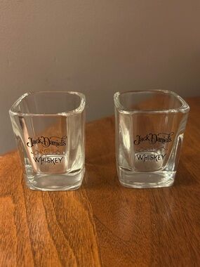 Vintage Jack Daniels Whiskey Glasses Square - Thick Glass 8oz, Set Of 2
